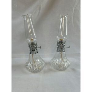 Vintage Lamplight Farms Oil Lamps Set, Crystal Glass, Small, Decorative,